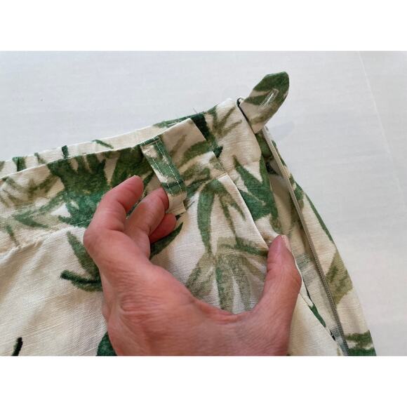 NWT J. Jill Linen Blend Barley Palm Bamboo Tropical Wide Leg Cropped Pants LP - Picture 6 of 15